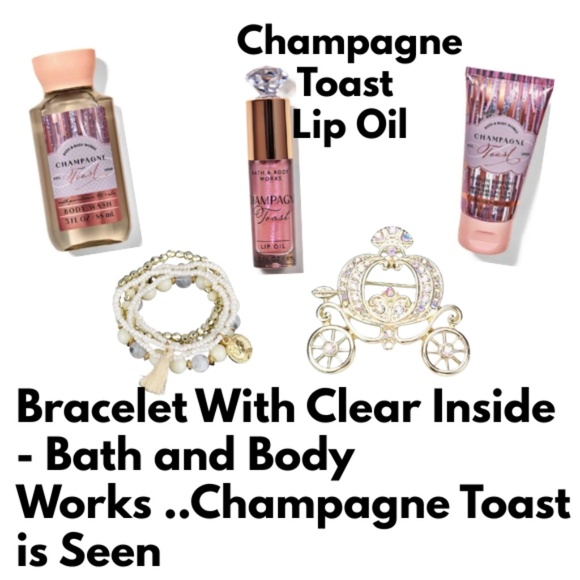 Five Items - Bath Body Works Champagne Toast 2 Travel Size & 1 Full Size Lip Oil - Picture 2 of 3
